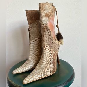 EL DANTES POINTY patchwork leather boots